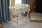Moses basket on rocking stand