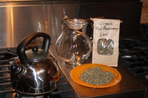 Brewing red raspberry leaf tea