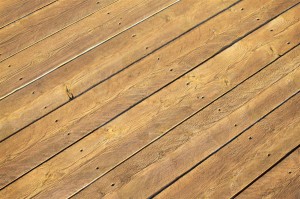 Stained cedar deck boards