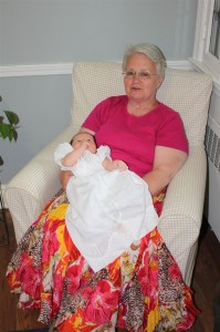 Grandma Forbes and Sophia in the dress that her great, great Aunt Ummie handmade