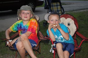 The Hasey boys enjoying their s'mores by the campfire